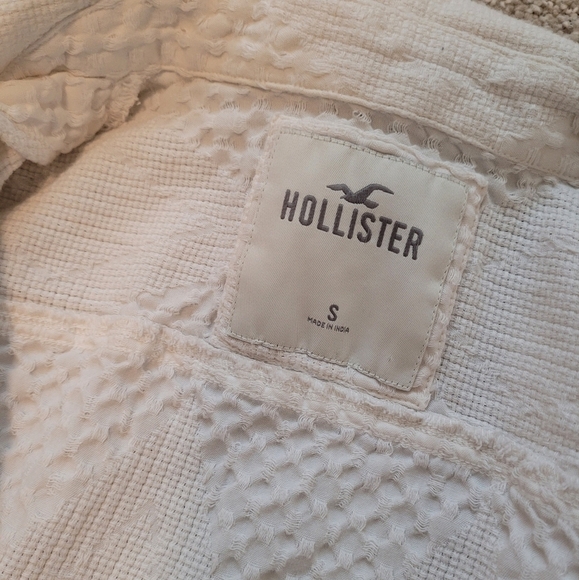 Hollister Men's Cotton White Button Up Textured Shirt Size Small - Picture 4 of 6